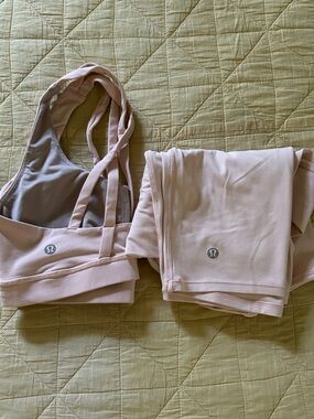 lululemon athletica Blush Pink / Peach Strappy Sports Bra and Pilate top